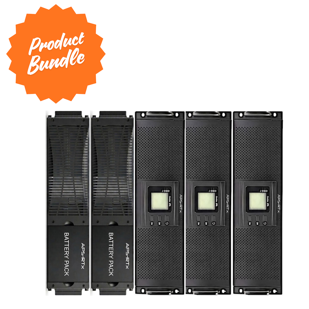 APS-RTx PowerLine Flex PL31-30K-P3-B2-KIT – 3 × 10kVA/10kW Power Modules + 2 × 2.16kWh Battery Boxes, 30kVA/30kW Parallel Online UPS System