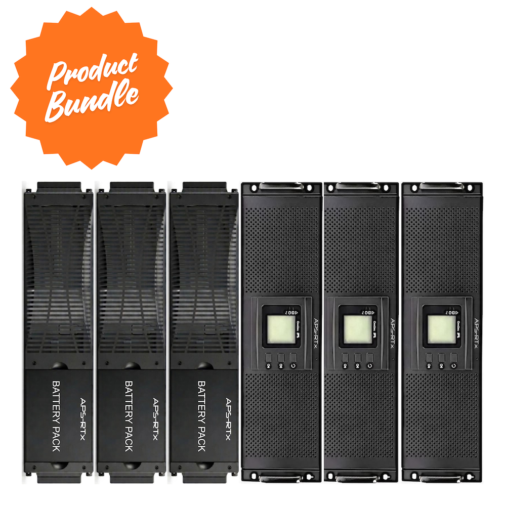 APS-RTx PowerLine Flex PL31-30K-P3-B3-KIT – 3 × 10kVA/10kW Power Modules + 3 × 2.16kWh Battery Boxes, 30kVA/30kW Parallel Online UPS System